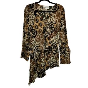 Y2K Boho Fairy Grunge Dressbarn Asymetrical Blouse Black and Gold XL Festival To